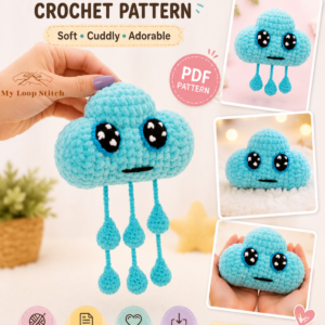 Crochet Raincloud Pattern PDF – Amigurumi Cloud Mobile Digital Download