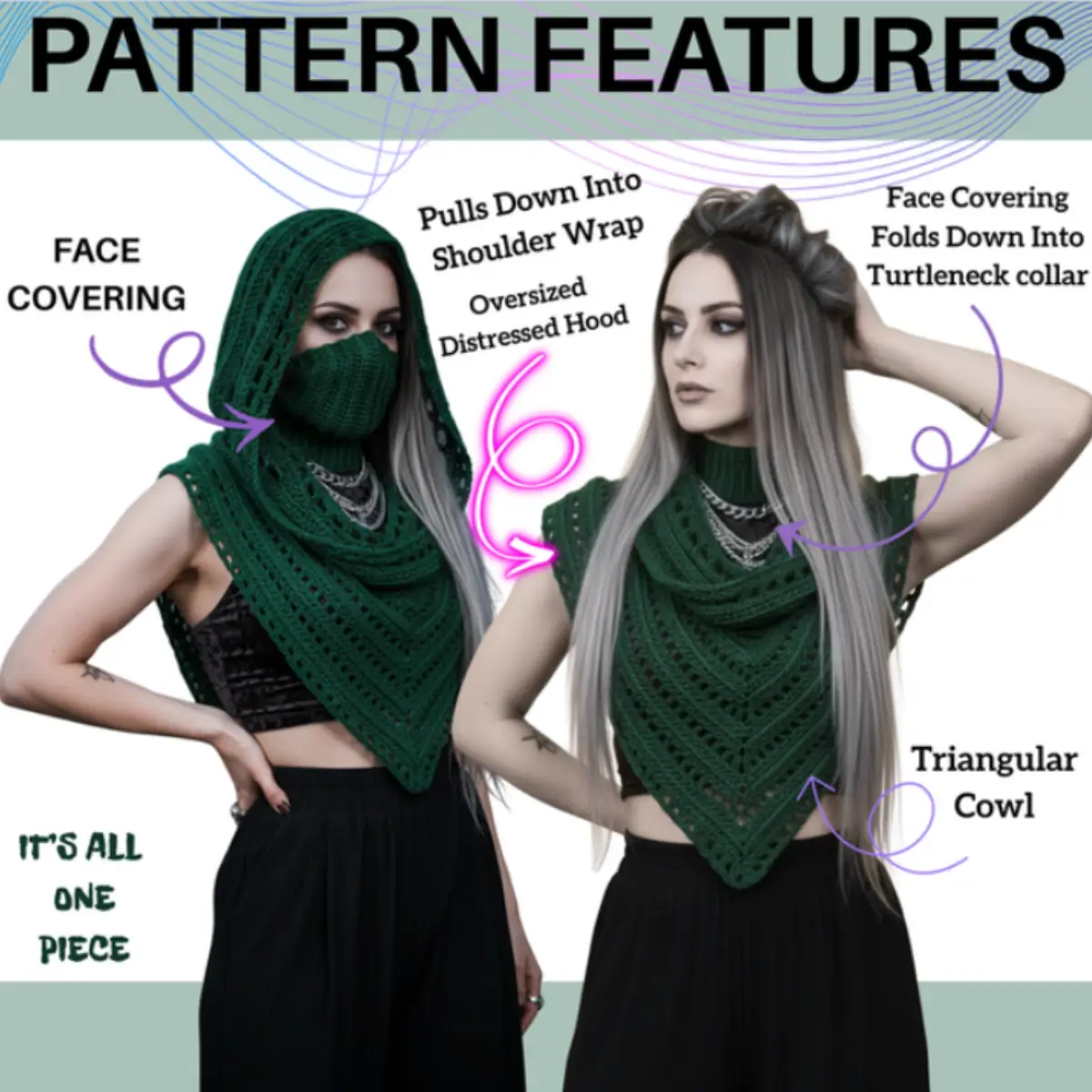 6-in-1 Crochet Pattern Bundle PDF – Cute Amigurumi Cats, Bunny, Turtle, Monster & Hooded Cowl 6-in-1 Crochet Pattern Bundle PDF – Cute Amigurumi Cats, Bunny, Turtle, Monster & Hooded Cowl - Image 2