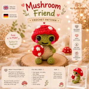 Mushroom Frog Crochet Pattern PDF – Cottagecore Amigurumi Digital Download