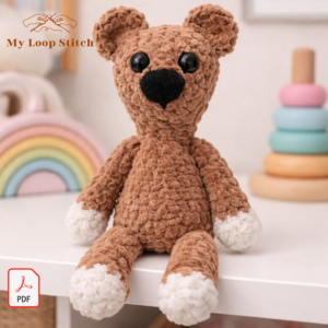 Classic Teddy Bear Crochet Pattern PDF – Amigurumi Brown Bear Plushie Digital Download