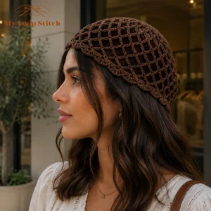 Boho Mesh Bandana Crochet Pattern PDF – Vintage Net Hair Scarf Digital Download