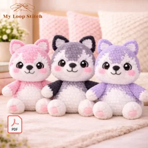 Husky Puppy Crochet Pattern PDF – Cute Amigurumi Dog Plushie Digital Download