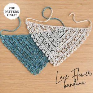 Lace Flower Bandana Crochet Pattern PDF | Easy Lace Head Scarf | Instant Download
