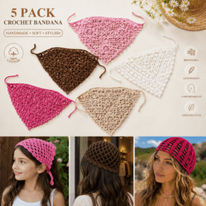 5 Easy Crochet Boho Bandana Pattern | Includes Color Inspiration (PDF)