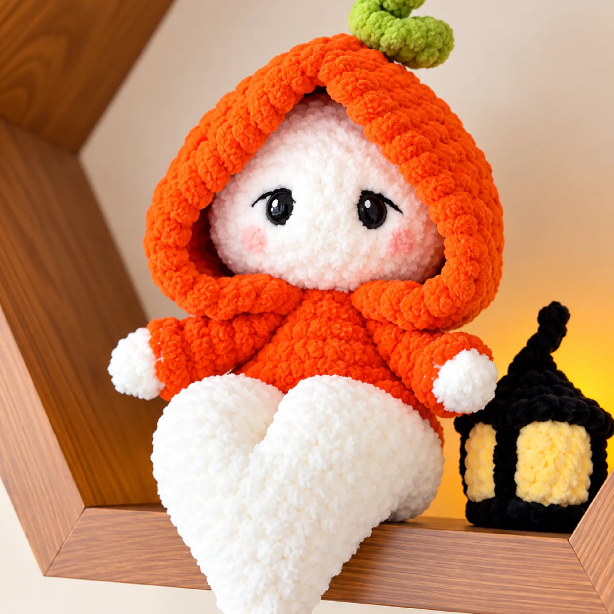 Ghost Crochet Pattern PDF – Momo Ghost Amigurumi Handmade Momo Ghost amigurumi with a white heart-shaped body